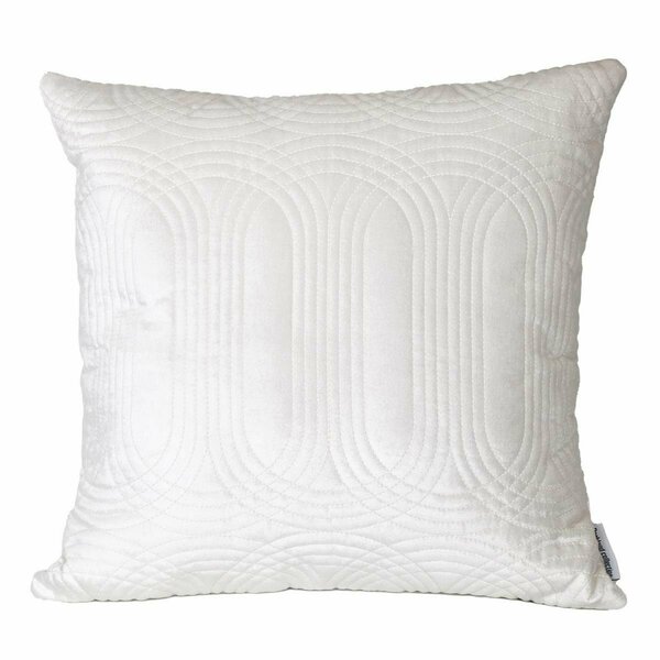 Homeroots Quilted Velvet White Square Throw Pillow 402892